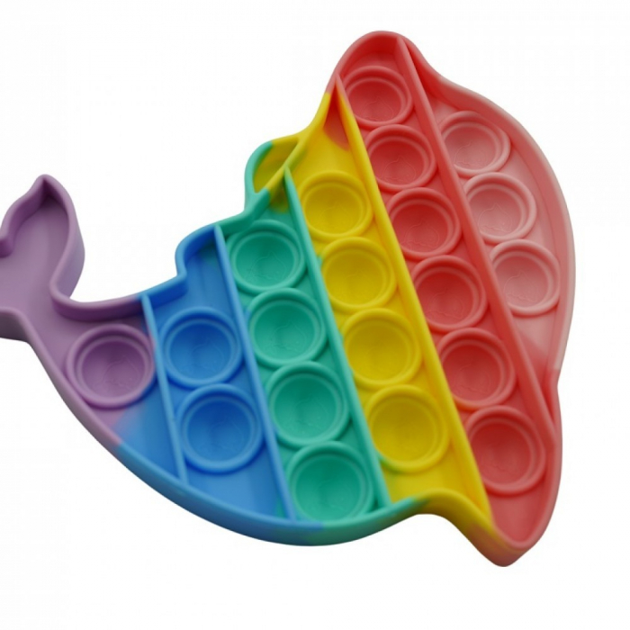 Jucarie POP IT!, MULTICOLOR, antistres, din silicon, DELFIN, 15 cm [3]