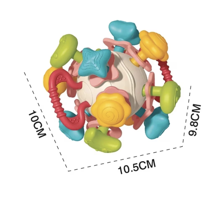 Jucarie senzoriala 4 in 1 Space Teether Ball, pentru dentitie si zornaitoare [6]