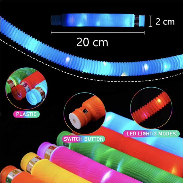 Jucarie senzoriala, antistres, 1 Pop Tubes cu lumini LED [5]