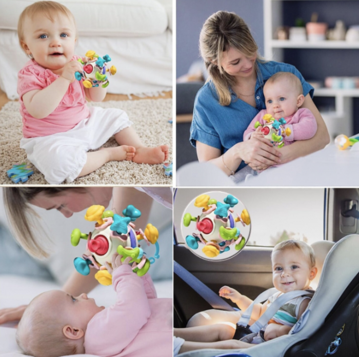 Jucarie senzoriala de dentitie Mingea Spatiala - Space Teether Ball [13]