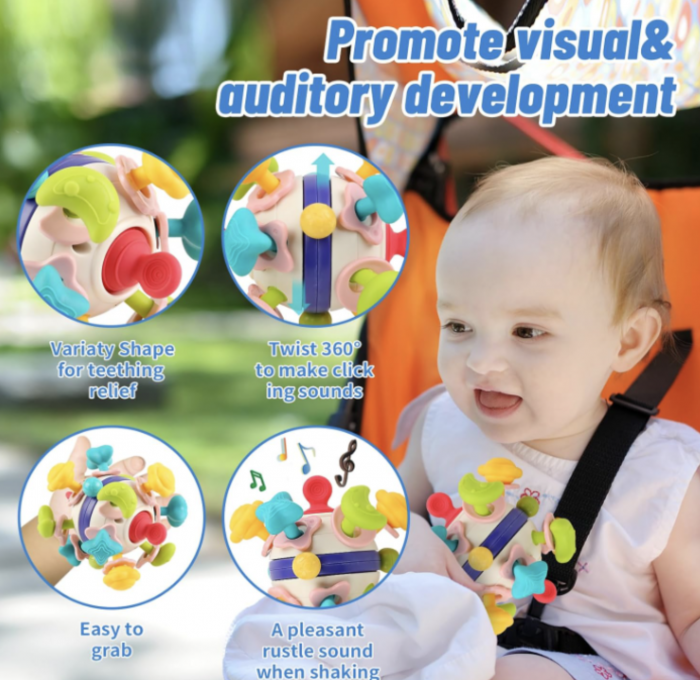 Jucarie senzoriala de dentitie Mingea Spatiala - Space Teether Ball [4]