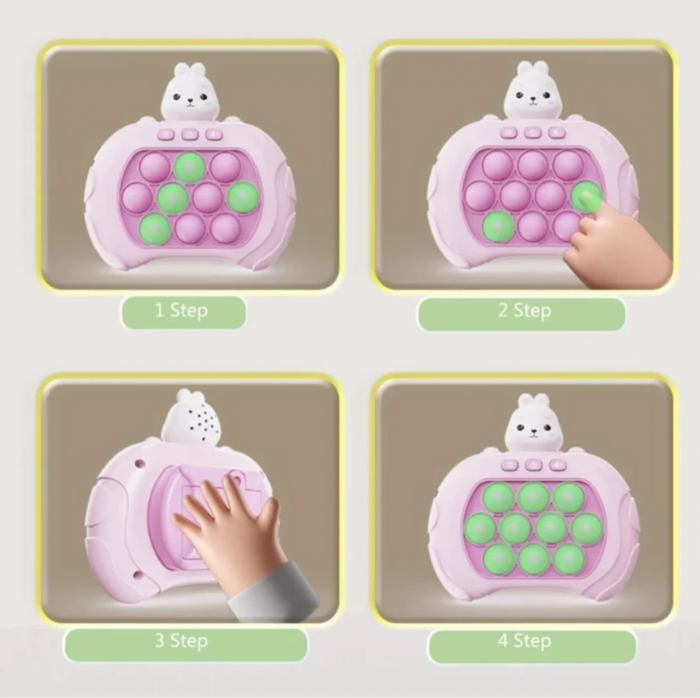 Jucarie senzoriala inteligenta Pop It cu lumini - Consola Interactiva Iepurasul roz [3]