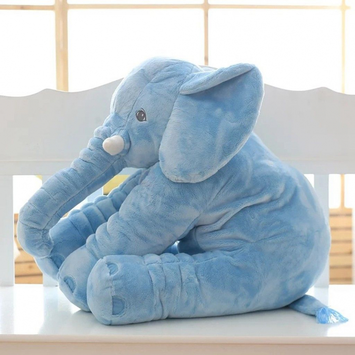 Jucarie si Perna Din Plus Elefantul Puffy Bleu [3]