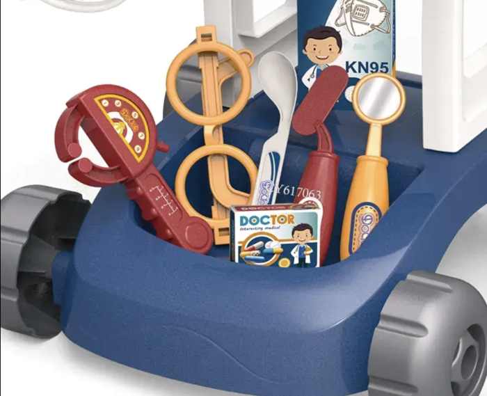 Jucarie Trusa Doctor Troller cu roti – set medical cu accesorii, albastru [4]