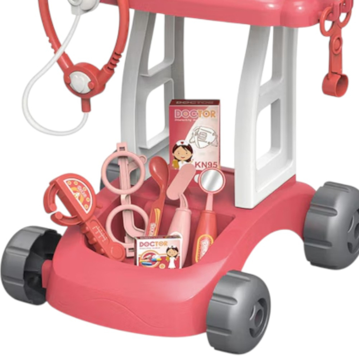 Jucarie Trusa Doctor Troller cu roti – set medical cu accesorii, rosu [3]