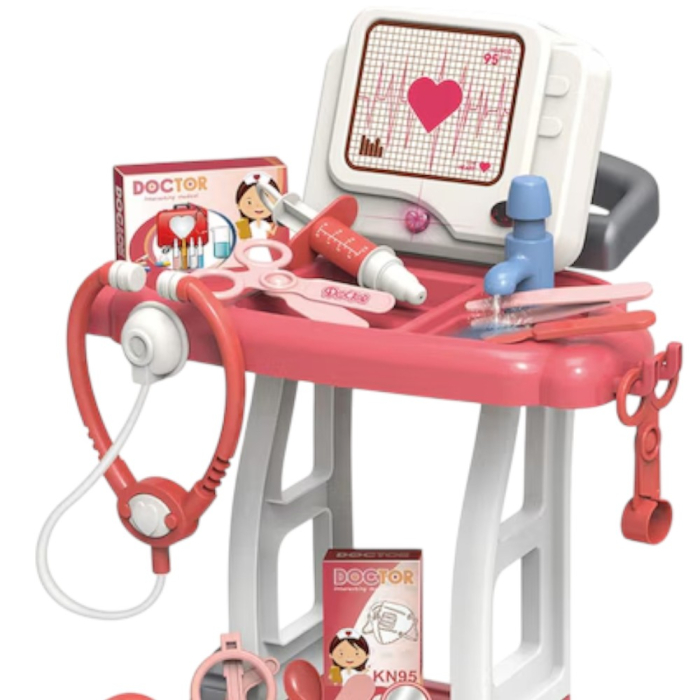 Jucarie Trusa Doctor Troller cu roti – set medical cu accesorii, rosu [4]