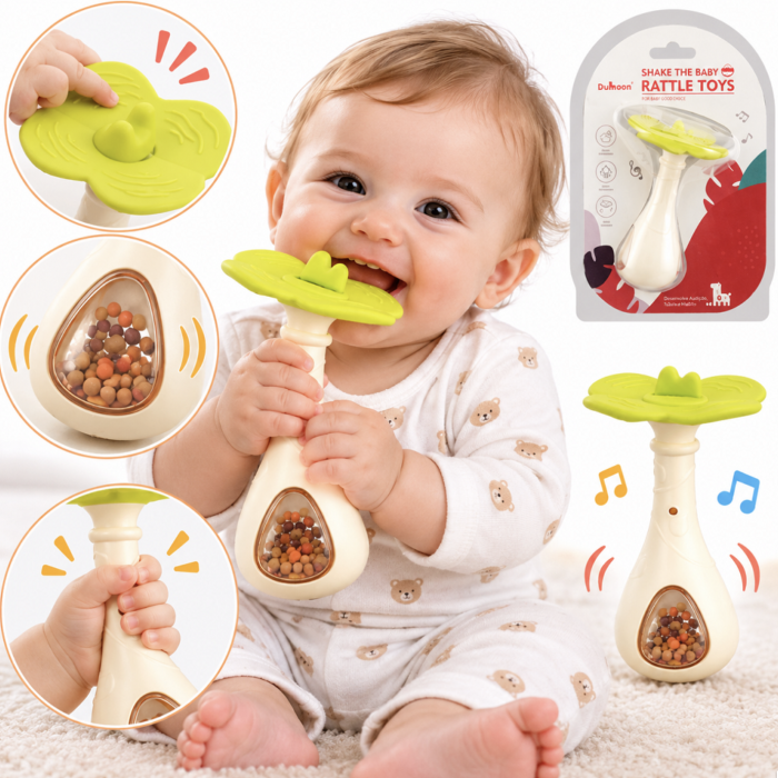 Jucarie Zornaitoare Senzoriala Si Dentitie Bebelusi Din Silicon Moale Shake The Baby Duhoon 0 Luni+ [3]