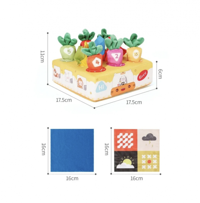 Jucarie senzoriala 2 in 1 Bebe- Culege morcovii si servetele, material textil [8]