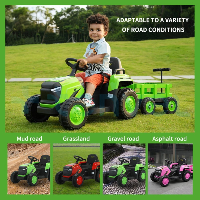 Tractor electric copii DLS-X18, 12V, 2 motoare, telecomanda 2.4G, Bluetooth, 144 cm, 3-8 ani [3]