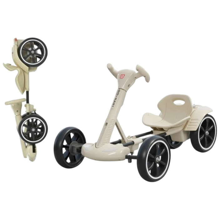 Kart Electric Pliabil Pentru Copii, 12V, Bluetooth, 3-7 Ani, Crem