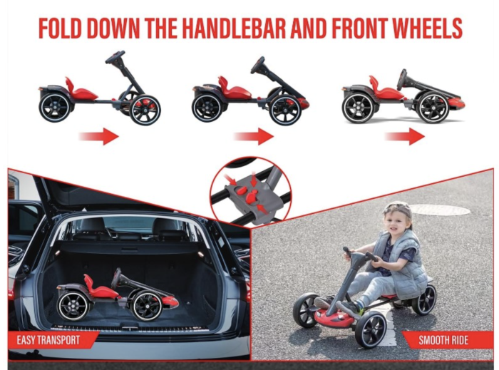 Kart Electric Pliabil Pentru Copii, 12V, Bluetooth, 3-7 Ani, Crem [9]