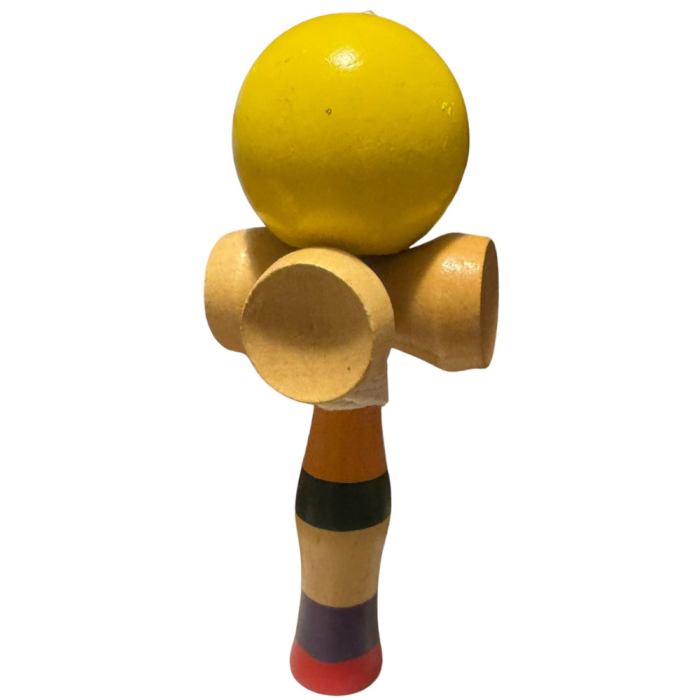 Kendama cu 4 cupe, 18 cm, galben, din lemn [1]