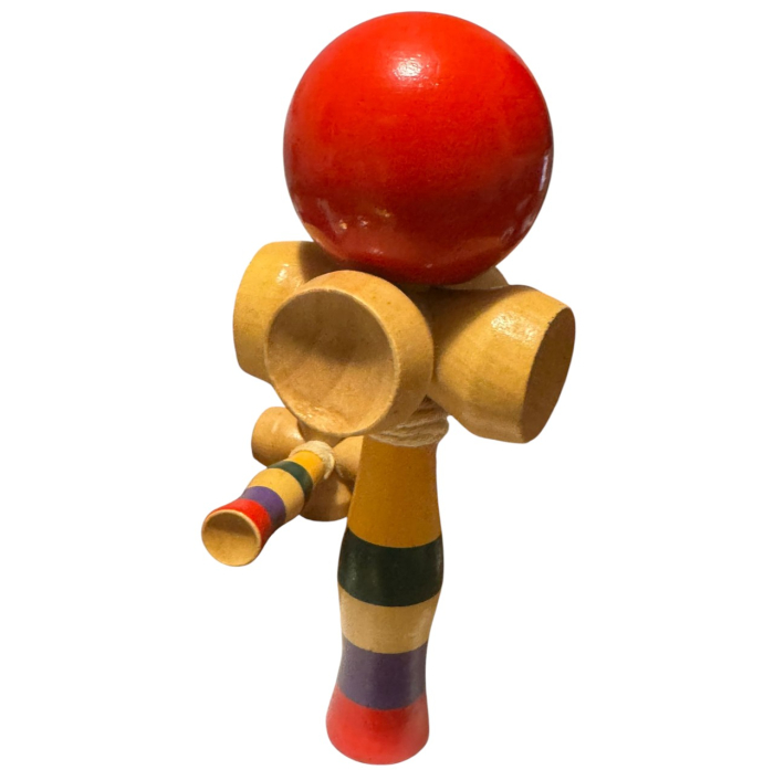 Kendama cu 4 cupe, 18 cm, rosu, din lemn [4]