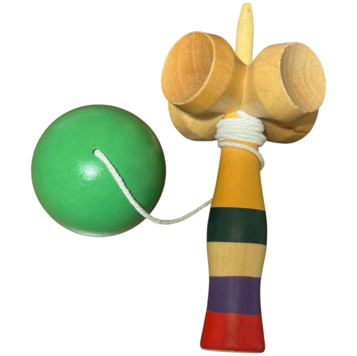 Kendama cu 4 cupe, 18 cm, verde, din lemn [2]