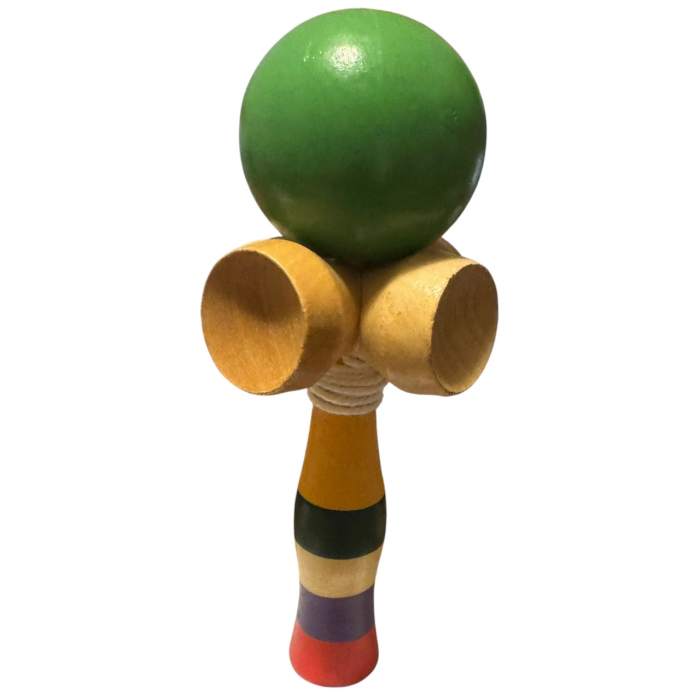 Kendama cu 4 cupe, 18 cm, verde, din lemn [4]