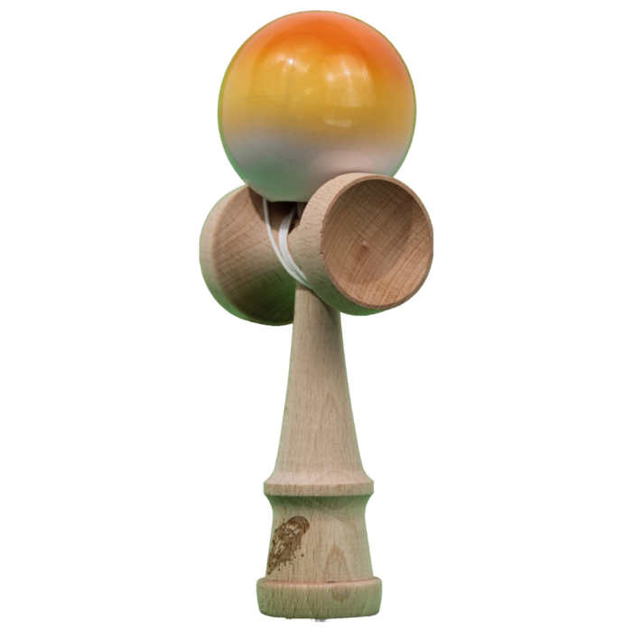 Kendama X original Super Sticky, 18 cm, portocaliu-galben-alb, din lemn [2]
