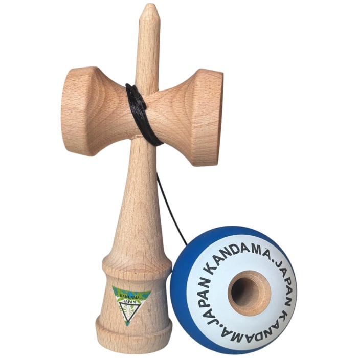 Kendama Japan Heart Beat's, 18 cm, Albastru-Alb Rubber Grip, din lemn [3]