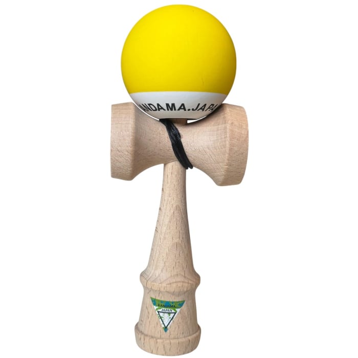 Kendama Japan Heart Beat's, 18 cm, Galben-Alb Rubber Grip, din lemn [2]