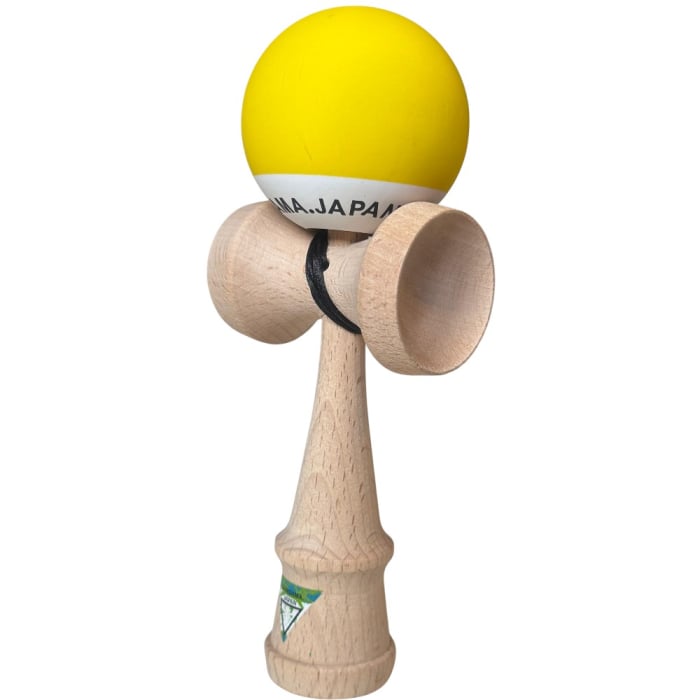 Kendama Japan Heart Beat's, 18 cm, Galben-Alb Rubber Grip, din lemn [6]