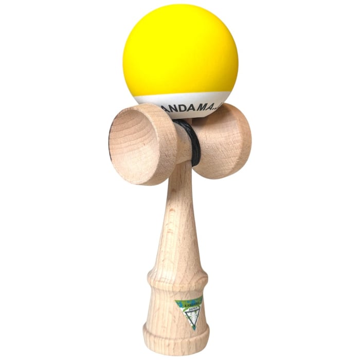 Kendama Japan Heart Beat's, 18 cm, Galben-Alb Rubber Grip, din lemn [1]