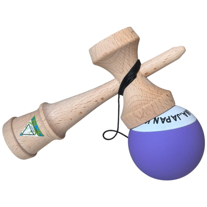 Kendama Japan Heart Beat's, 18 cm, Lavander-Alb Rubber Grip, din lemn [5]