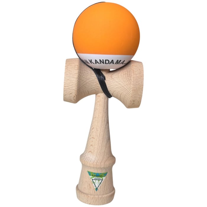 Kendama Japan Heart Beat's, 18 cm, Portocaliu-Alb Rubber Grip, din lemn [2]