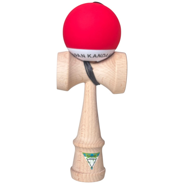 Kendama Japan Heart Beat's, 18 cm, Rosu-Alb Rubber Grip, din lemn [2]