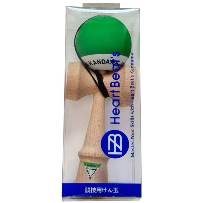 Kendama Japan Heart Beat's, 18 cm, Verde-Alb Rubber Grip, din lemn [7]