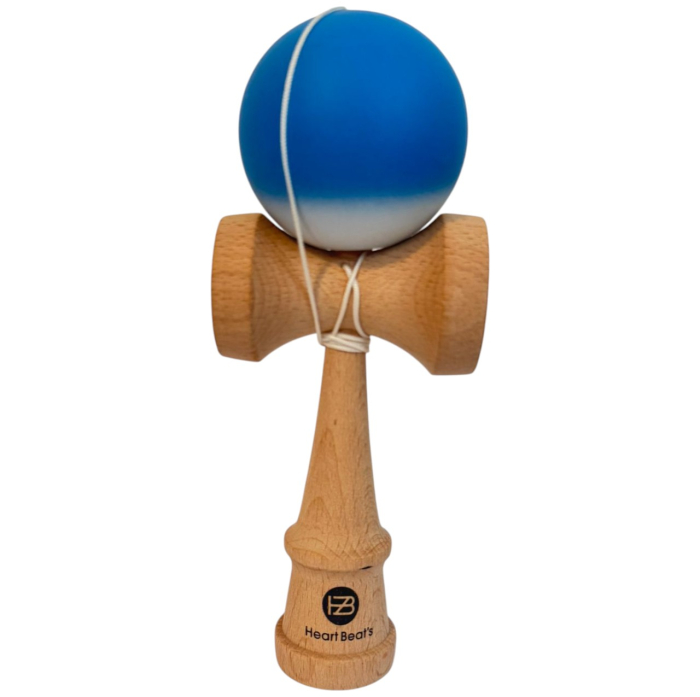 Kendama Original 18 cm, alb-albastru, cauciucata, din lemn [4]