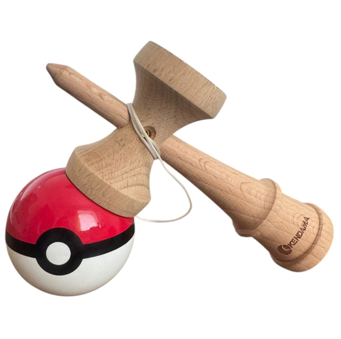 Kendama Original lucioasa 18 cm, rosu-alb Pokemon, din lemn [3]