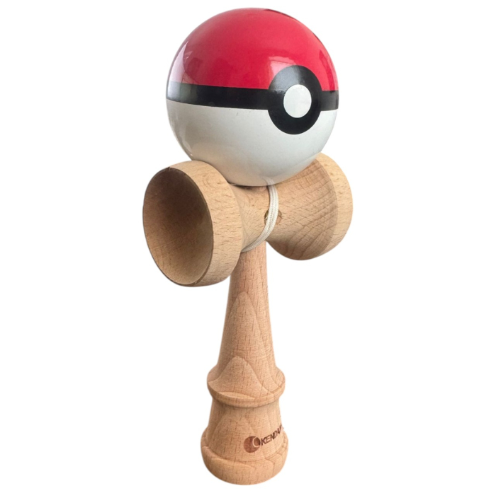 Kendama Original lucioasa 18 cm, rosu-alb Pokemon, din lemn [2]