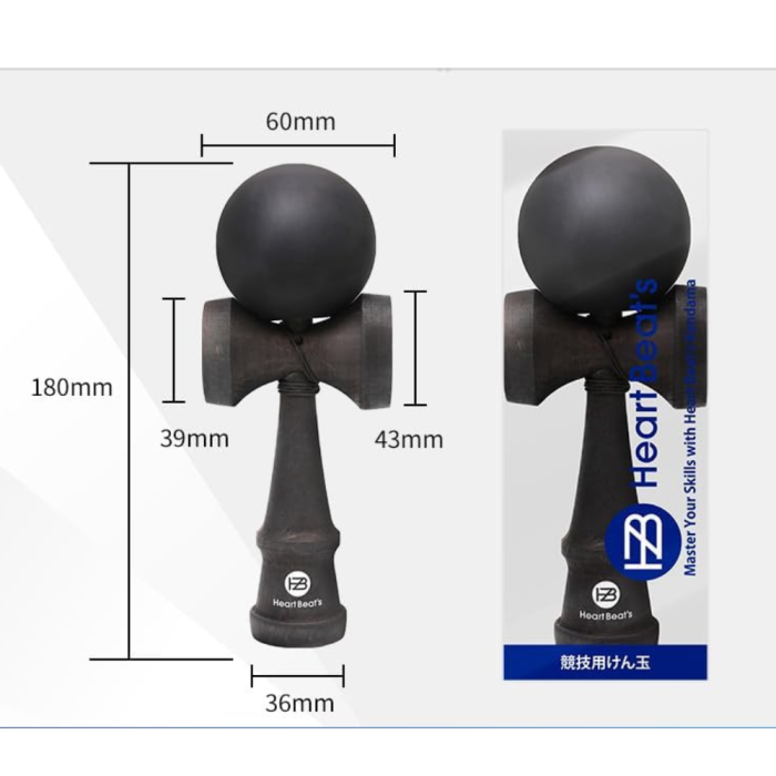 Kendama Heart Beat's 18 cm, negru, din lemn [4]