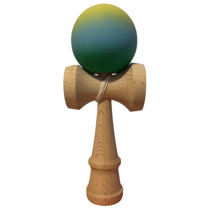 Kendama Original 18 cm, verde-bleu-galben, cauciucata, din lemn [5]