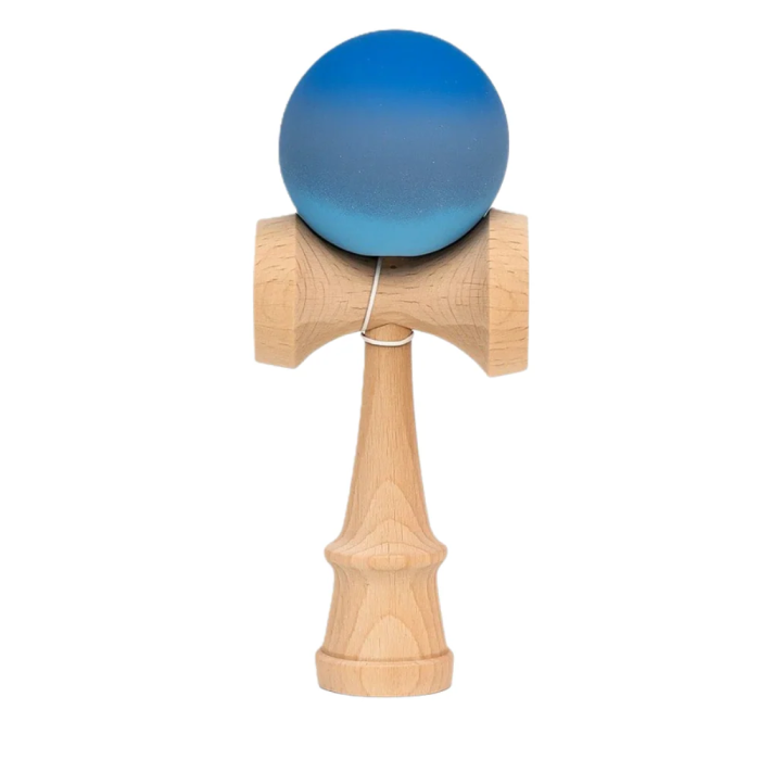Kendama Original 18 cm, bleu-gri-albastru, cauciucata, din lemn