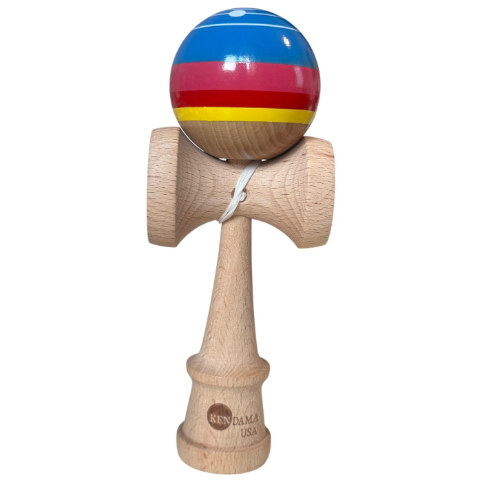 Kendama USA Space lucioasa, 18 cm, Natur-Galben-Rosu-Albastru, din lemn [2]