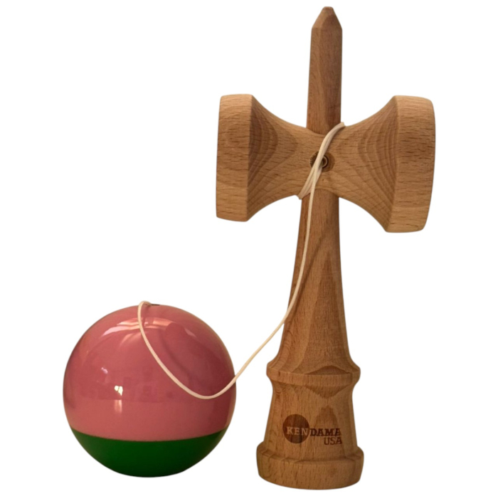 Kendama USA lucioasa, 18 cm, Roz-Verde, din lemn [4]