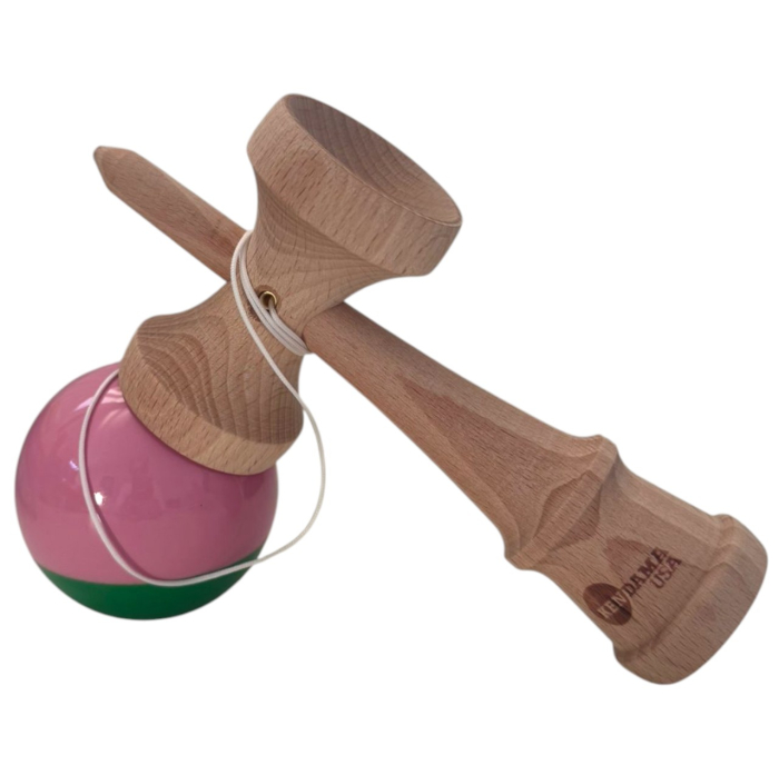Kendama USA lucioasa, 18 cm, Roz-Verde, din lemn [3]