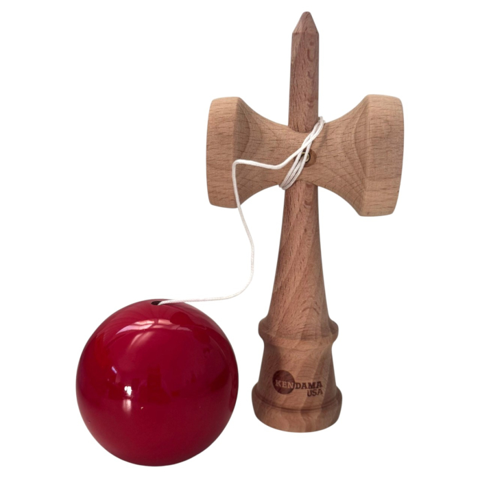 Kendama USA lucioasa, 18 cm, Rosu, din lemn [2]