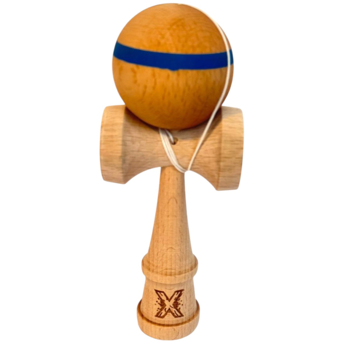 Kendama X Original, 18 cm, natur cu dunga albastra, din lemn [3]