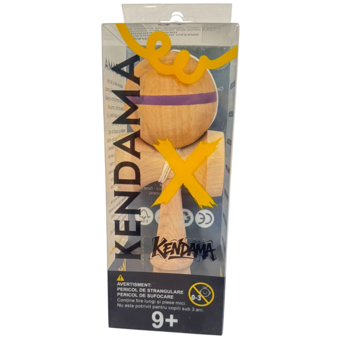Kendama X Original, 18 cm, natur cu dunga mov, din lemn [3]