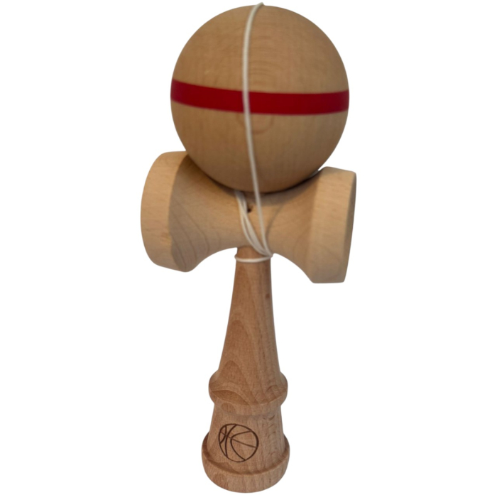 Kendama X Original, 18 cm, natur cu dunga rosie, din lemn [3]