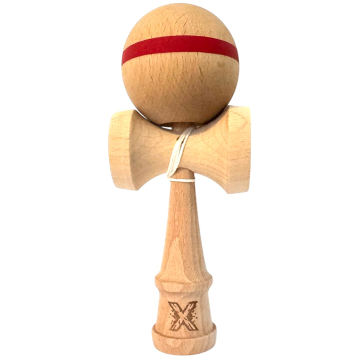 Kendama X Original, 18 cm, natur cu dunga rosie, din lemn [2]