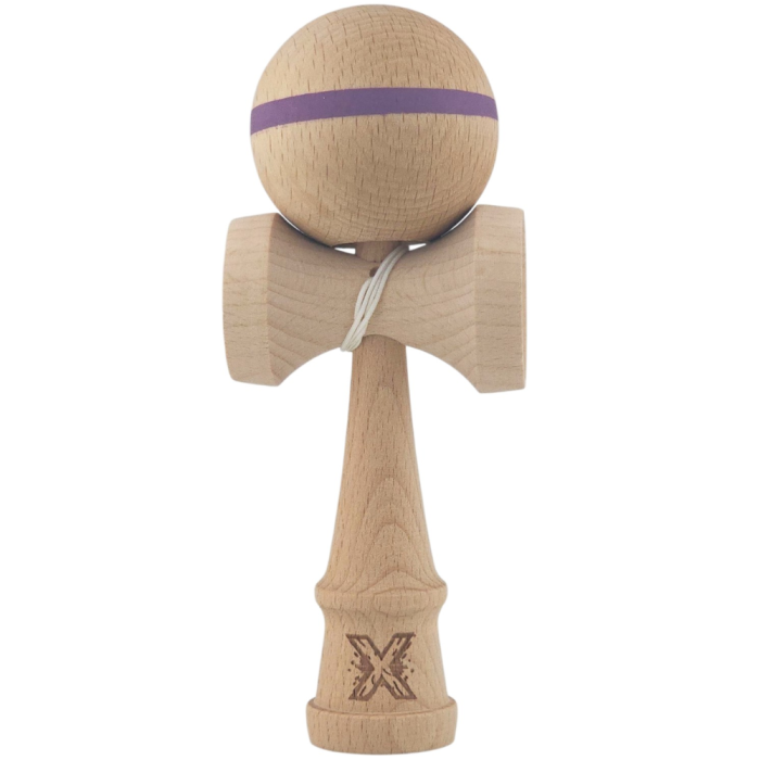 Kendama X Original, 18 cm, natur cu dunga mov, din lemn [1]