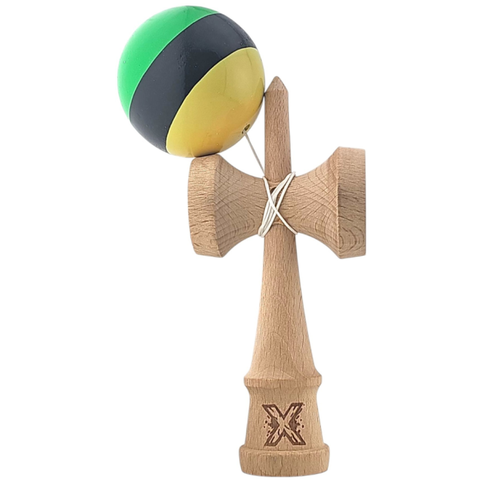 Kendama X original Super Sticky, 18 cm, verde-negru-galben, din lemn [3]