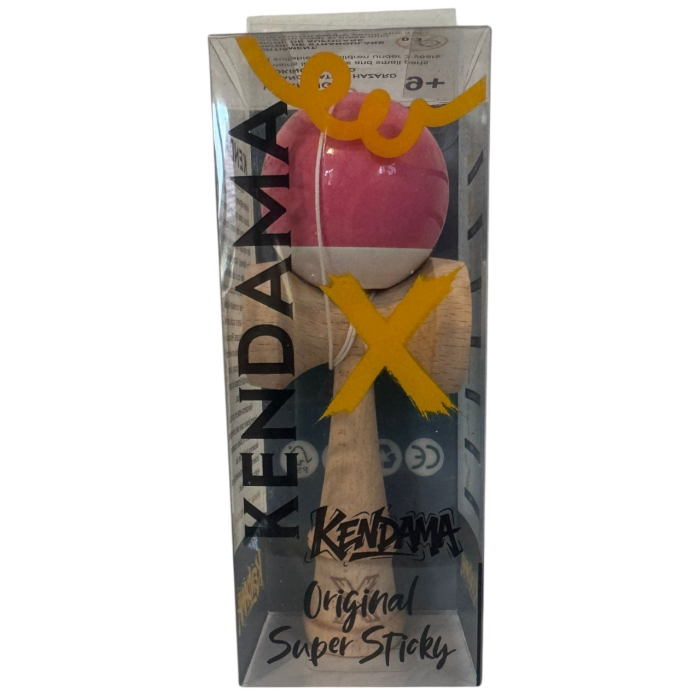 Kendama X original Super Sticky, 18 cm, roz-alb, din lemn [5]