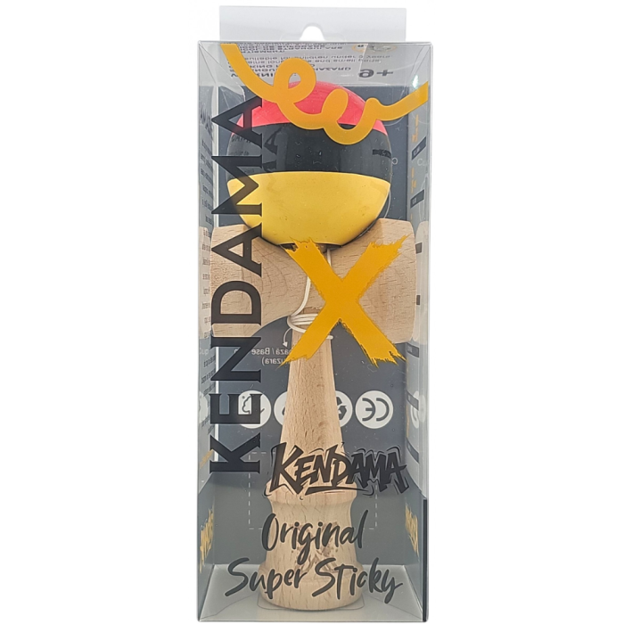 Kendama X original Super Sticky, 18 cm, galben-negru-rosu, din lemn [3]