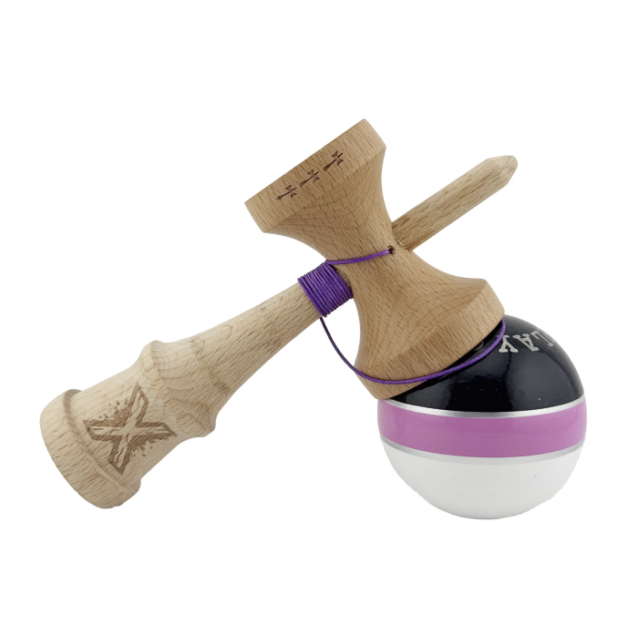 Kendama X Royal King Size, Super Sticky cupe mari, Alb-Roz-Negru dungi aurii [4]