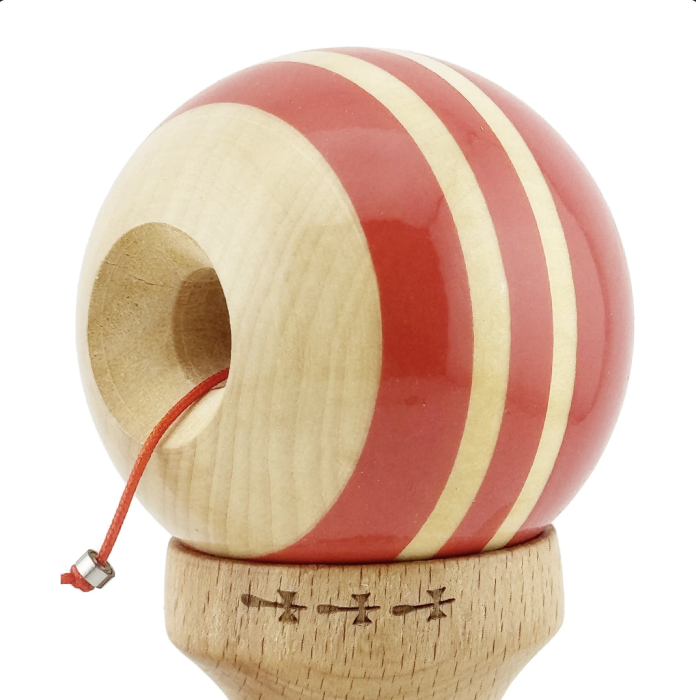 Kendama X Royal King Size, Super Sticky cupe mari, Rosu-Natur cu dungi [5]