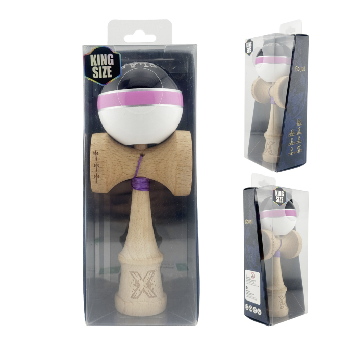 Kendama X Royal King Size, Super Sticky cupe mari, Alb-Roz-Negru dungi aurii [9]