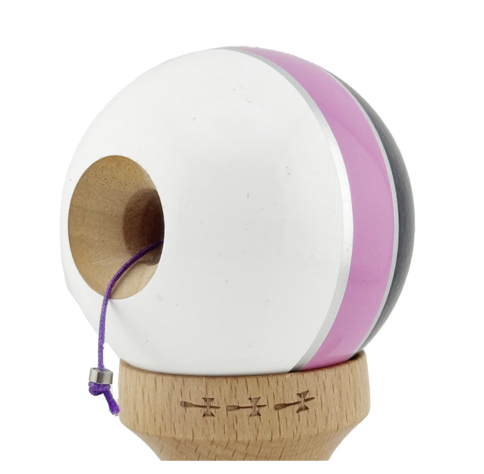 Kendama X Royal King Size, Super Sticky cupe mari, Alb-Roz-Negru dungi aurii [5]